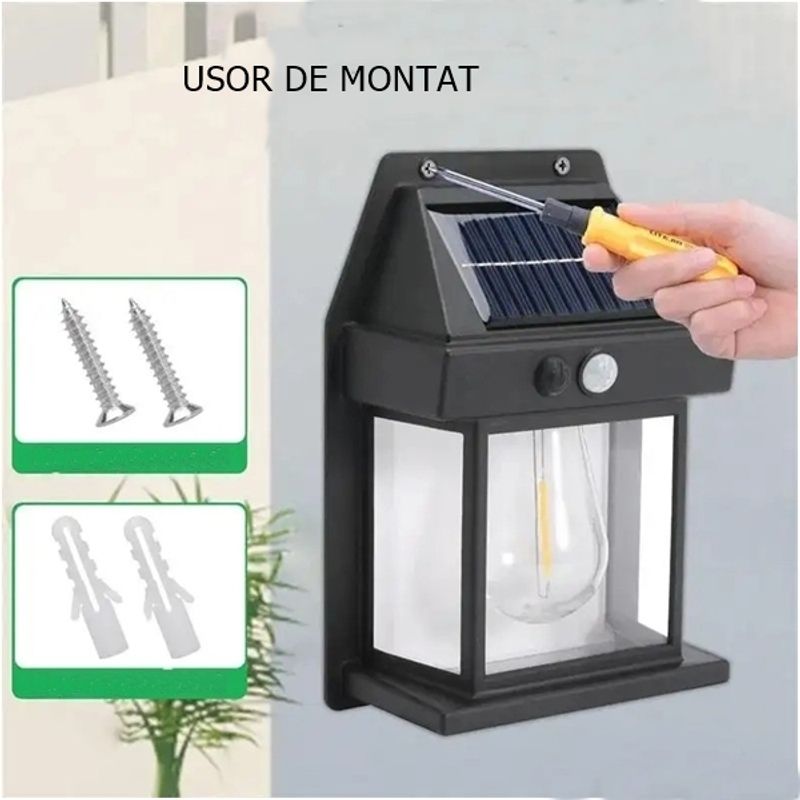Casa si Gradina - Corpuri si surse de iluminat - Iluminat exterior - Lampi solare - Lampa solara de exterior,IdeallStore®, senzor de miscare si 3 moduri de lumina , 17 cm - Infinity.ro