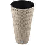 Casa si Gradina - Gradinarit si plante - Plante si ghivece - Ghivece si suporturi - Ghiveci decorativ de flori, Prosperplast, Rato, imitatie ratan, rotund, inalt, cafeniu, 25 x 47.6 cm - Infinity.ro
