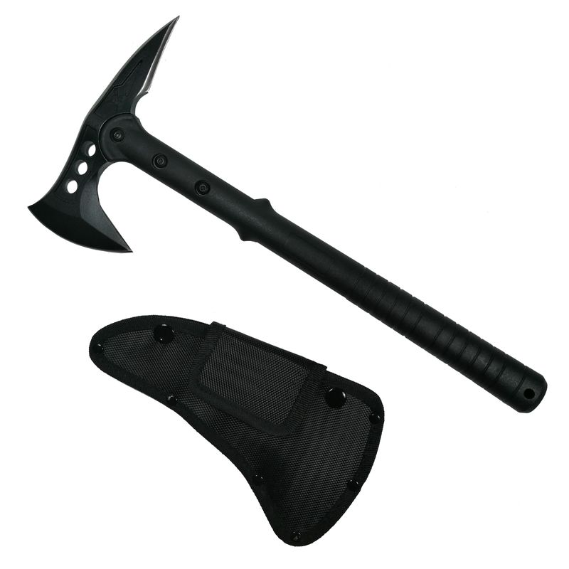 Casa si Gradina - Gradinarit si plante - Unelte gradinarit - Topoare - Set doua Topoare Survivor, otel inoxidabil, IdeallStore®, negru, 39 cm, teaca inclusa - Infinity.ro