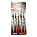 Casa si Gradina - Constructii - Scule de mana si unelte - Bomfaiere si fierastraie - Panza, lama, fierastrau pendular, pentru lemn, HCS, prindere tip T, 6 TPI, taiere rapida, set 5 buc, 100 mm, Richmann - Infinity.ro