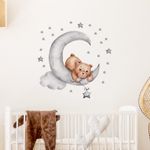 Casa si Gradina - Decoratiuni - Stickere decorative - Sticker Decorativ Pentru Copii, Autoadeziv, Ursulet de plus intins pe luna, 62x60 cm - Infinity.ro