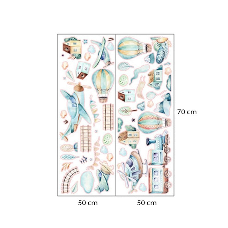 Casa si Gradina - Decoratiuni - Stickere decorative - Sticker Decorativ Pentru Copii, Autoadeziv, Avioane si baloane, 90x90 cm - Infinity.ro