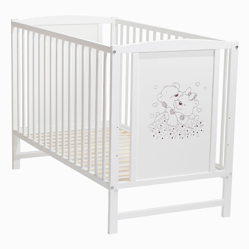 Casa si Gradina - Mobilier - Mobilier copii - Patuturi copii - Patut pentru bebelusi din lemn masiv, 120×60 cm, Bears - Infinity.ro