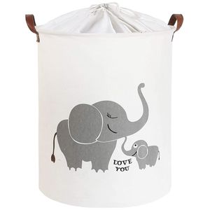 Cos Pliabil Pentru Jucarii, Rufe, Bumbac Canvas, Impermeabil, SIPO, 35x42 cm, Bumbac, 43l,  Elefant