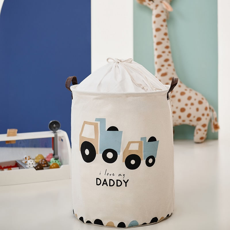 Casa si Gradina - Mobilier - Mobilier copii - Mobilier camera copiilor - Cos Pliabil Pentru Jucarii, Rufe, Bumbac Canvas, Impermeabil, SIPO, 35x42 cm, Bumbac, 43l, Love Daddy - Infinity.ro