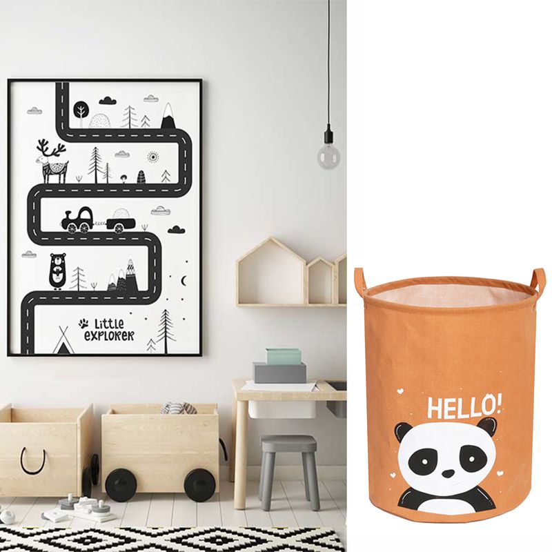 Casa si Gradina - Mobilier - Mobilier copii - Mobilier camera copiilor - Cos Pliabil Pentru Jucarii, Rufe, Bumbac Canvas, Impermeabil, SIPO, 35x42 cm, Bumbac, 43l, Panda - Infinity.ro
