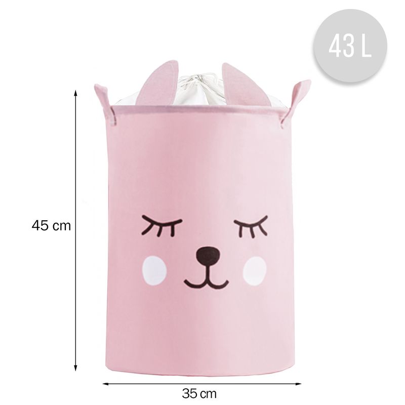 Casa si Gradina - Mobilier - Mobilier copii - Mobilier camera copiilor - Cos Pliabil Pentru Jucarii, Rufe, Bumbac Canvas, Impermeabil, SIPO, 35x42 cm, Bumbac, 43l, Pink Bear - Infinity.ro