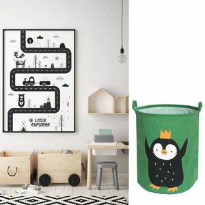 Cos Pliabil Pentru Jucarii, Rufe, Bumbac Canvas, Impermeabil, SIPO, 35x42 cm, Bumbac, 43l, Pinguin