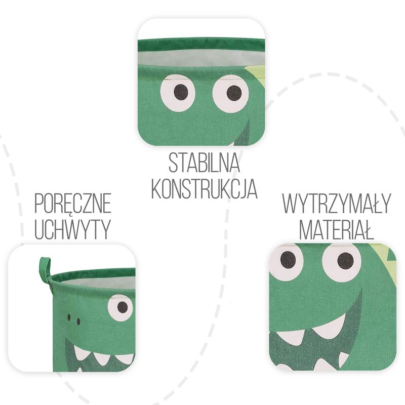 Casa si Gradina - Mobilier - Mobilier copii - Mobilier camera copiilor - Cos Pliabil Pentru Jucarii, Rufe, Bumbac Canvas, Impermeabil, SIPO, 35x42 cm, Bumbac, 43l, Dino - Infinity.ro