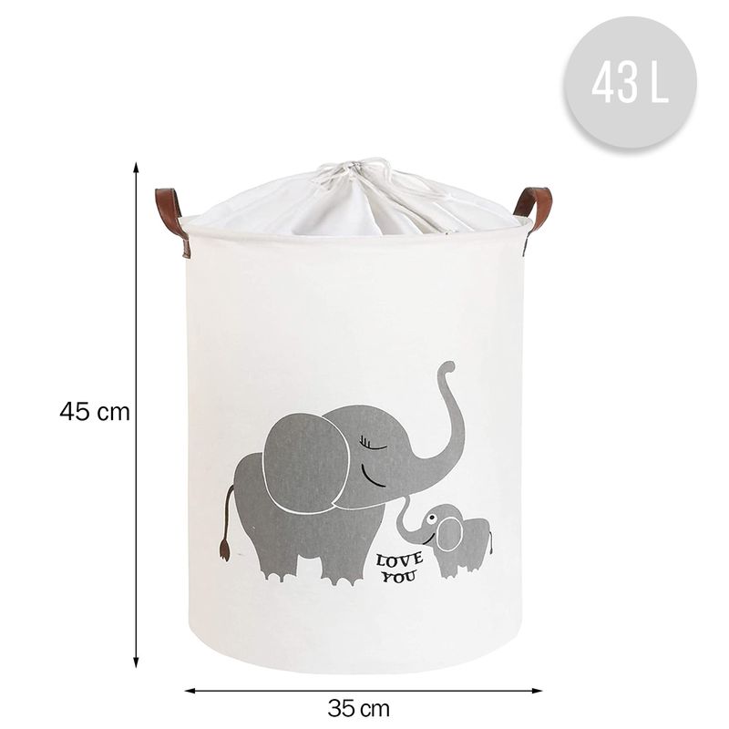 Casa si Gradina - Mobilier - Mobilier copii - Mobilier camera copiilor - Cos Pliabil Pentru Jucarii, Rufe, Bumbac Canvas, Impermeabil, SIPO, 35x42 cm, Bumbac, 43l,  Elefant - Infinity.ro