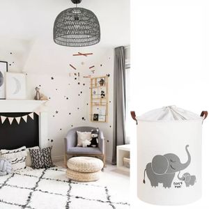 Cos Pliabil Pentru Jucarii, Rufe, Bumbac Canvas, Impermeabil, SIPO, 35x42 cm, Bumbac, 43l,  Elefant