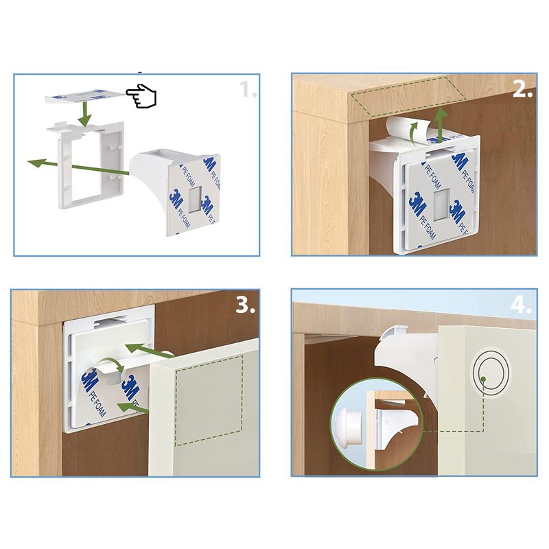 Casa si Gradina - Mobilier - Mobilier copii - Sisteme de siguranta - Set 4 protectii magnetice pentru usi de dulapuri si sertare, SIPO Baby Safety - Infinity.ro