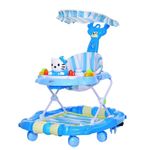 Jucarii, Copii si Bebe - Carucioare si articole de transport - Premergatoare - Premergator Go Kart Mereu in miscare ,cu sistem de balansare,model 8 roti cu muzica ,pliabil,maner de impins, albastru - Infinity.ro