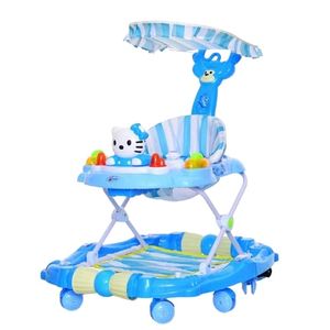 Premergator Go Kart Mereu in miscare ,cu sistem de balansare,model 8 roti cu muzica ,pliabil,maner de impins, albastru