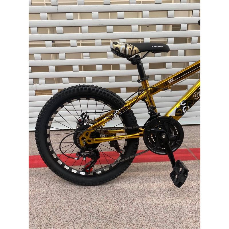 Sport si Outdoor - Ciclism - Biciclete pentru copii - Bicicleta Go Kart 20 inch Caraiman,pentru copii 7-10 ani , frana disc ,18 viteze, auriu - Infinity.ro