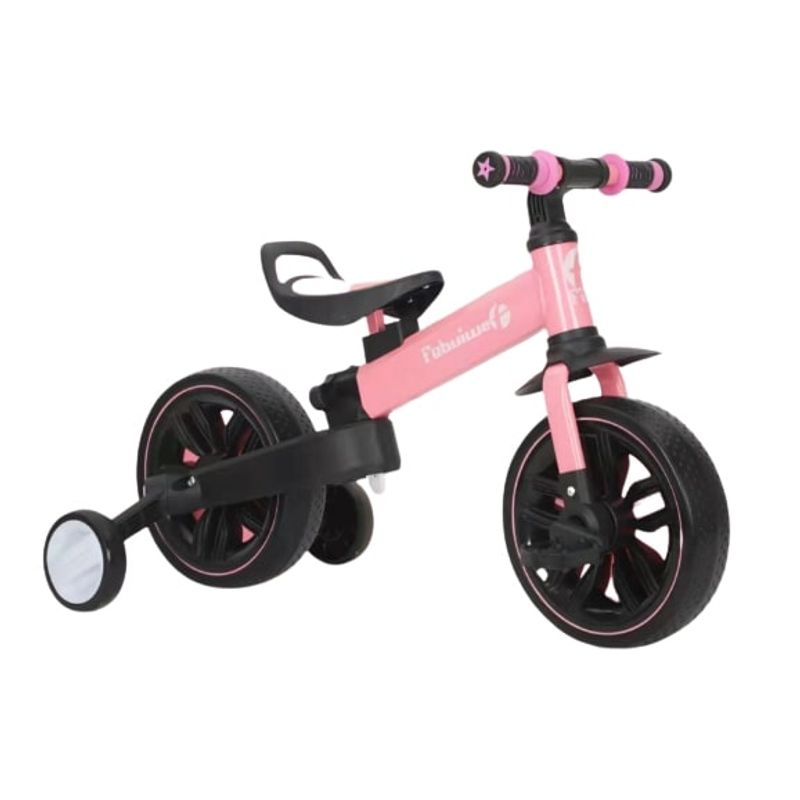 Sport si Outdoor/Ciclism/Biciclete pentru copii - Bicicleta Go Kart Day ,roti 10 inch ,cu pedale, pentru copii 2-3 ani , cu roti ajutatoare, pliabila,culoare roz - Infinity.ro