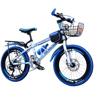 Bicicleta Go Kart Super Sport 20 inch 6 viteze, frana disc, intre 5-9 ani, cu borseta,bidon apa, alb cu albastru