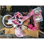 Sport si Outdoor - Ciclism - Biciclete pentru copii - Bicicleta Go Kart My Long 16 inch 3-6 ani, cu ursulet inclus ,roti ajutatoare silicon ,aparatoare noroi,roz - Infinity.ro