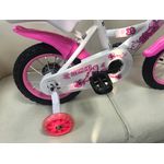 Sport si Outdoor - Ciclism - Biciclete pentru copii - Bicicleta Ary 12 inch roz cu alb cu ursulet, 2-4 ani,roti ajutatoare silicon ,sonerie, scaunel cu ursulet si cos - Infinity.ro