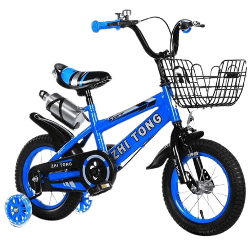 Sport si Outdoor - Ciclism - Biciclete pentru copii - Bicicleta Goo Kart Sport albastra16 inch cu intre 4-7 ani,roti ajutatoare silicon cu luminite,aparatoare,sonerie - Infinity.ro