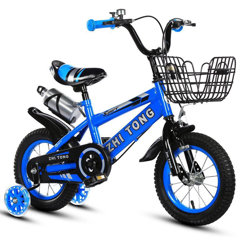 Sport si Outdoor - Ciclism - Biciclete pentru copii - Bicicleta Goo Kart Sport albastra16 inch cu intre 4-7 ani,roti ajutatoare silicon cu luminite,aparatoare,sonerie - Infinity.ro