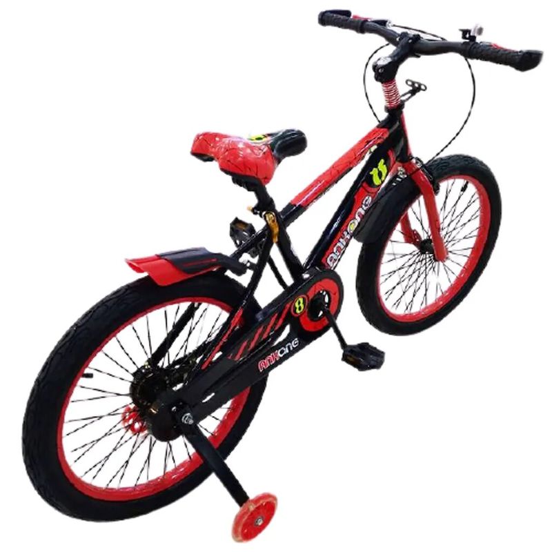 Sport si Outdoor - Ciclism - Biciclete pentru copii - Bicicleta Go kart Ankang,16 inch ,cu far,pentru copii 4-6 ani, roti ajutatoare silicon ,aparatoare noroi, rosu cu negru - Infinity.ro