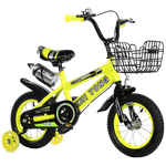 Sport si Outdoor/Ciclism/Biciclete pentru copii - Bicicleta Go Kart 18 inch Sport 4-8 ani,roti ajutatoare silicon,aparatoare,cos suport bidon,sonerie,galben - Infinity.ro
