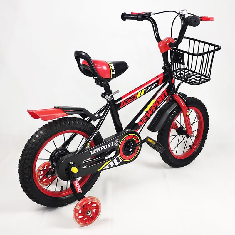 Sport si Outdoor - Ciclism - Biciclete pentru copii - Bicicleta Go kart Newport 16 inch , pentru copii , roti ajutatoare silicon , suport bidon apa, rosu - Infinity.ro