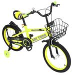 Sport si Outdoor/Ciclism/Biciclete pentru copii - Bicicleta Go Kart 18 inch Sport 4-8 ani,roti ajutatoare silicon,aparatoare,cos suport bidon,sonerie,galben - Infinity.ro
