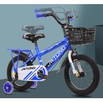 Sport si Outdoor - Ciclism - Biciclete pentru copii - Bicicleta Go Kart Tong 16 inch , pentru copii , roti ajutatoare silicon , portbagaj, cos jucarii, albastru - Infinity.ro