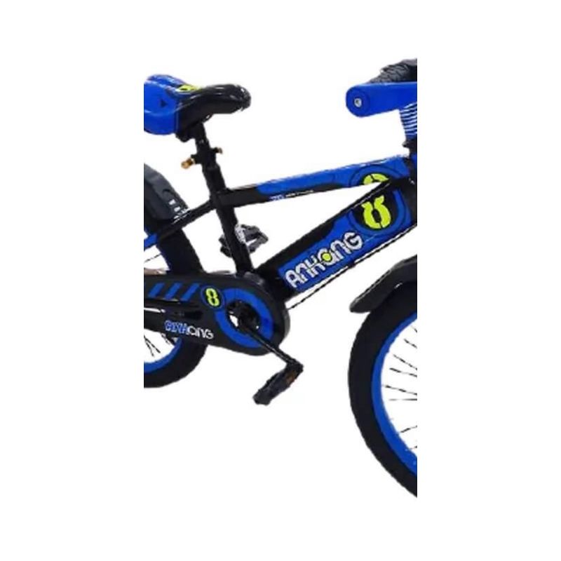 Sport si Outdoor - Ciclism - Biciclete pentru copii - Bicicleta Go kart Colors 16 inch , intre 4-6 ani, roti ajutatoare silicon,aparatoare si suport cu bidon apa, albastru - Infinity.ro