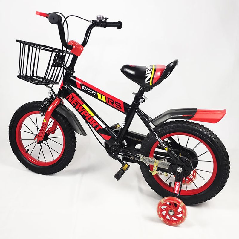 Sport si Outdoor - Ciclism - Biciclete pentru copii - Bicicleta Go kart Newport 16 inch , pentru copii , roti ajutatoare silicon , suport bidon apa, rosu - Infinity.ro