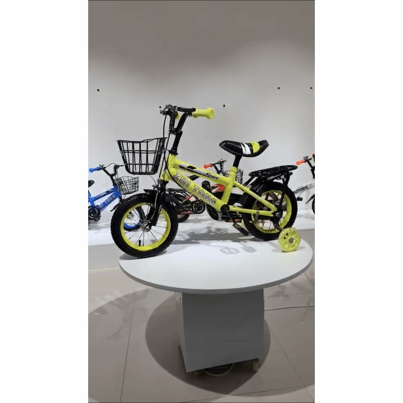 Sport si Outdoor/Ciclism/Biciclete pentru copii - Bicicleta Go Kart 18 inch Sport 4-8 ani,roti ajutatoare silicon,aparatoare,cos suport bidon,sonerie,galben - Infinity.ro