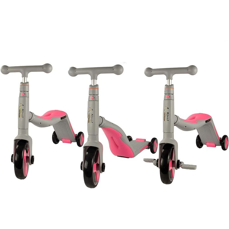 Sport si Outdoor - Role, trotinete si skateboard - Trotinete copii - Trotineta Go Kart 3 in 1 pentru copii , +3 ani,cu lumini si muzica, alb cu roz - Infinity.ro