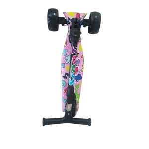 Trotineta Go Kart pentru copii , cu muzica si roti luminoase, +3 ani,pliabila  roz