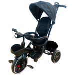 Jucarii, Copii si Bebe - Jucarii si jocuri - Jucarii de exterior - Triciclete - Tricicleta copii Go Kart cu pozitie de somn, scaun reversibil, 8-36 luni, cauciuc eva, far cu lumini si muzica,  negru - Infinity.ro