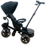 Jucarii, Copii si Bebe - Jucarii si jocuri - Jucarii de exterior - Triciclete - Tricicleta copii Go Kart cu pozitie de somn, scaun reversibil, 8-36 luni, cauciuc eva, far cu lumini si muzica,  negru - Infinity.ro