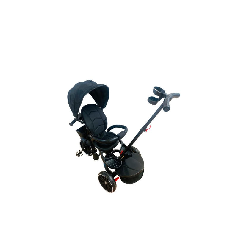 Jucarii, Copii si Bebe - Jucarii si jocuri - Jucarii de exterior - Triciclete - Tricicleta copii Go Kart cu pozitie de somn, scaun reversibil, 8-36 luni, cauciuc eva, far cu lumini si muzica,  negru - Infinity.ro