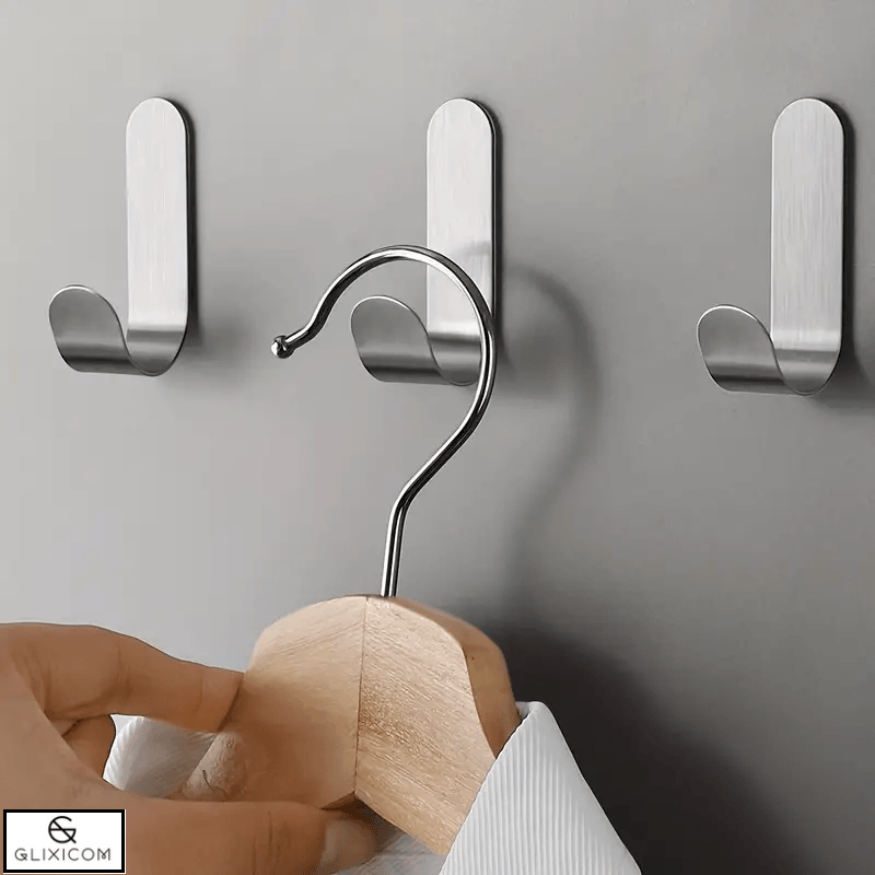 Casa si Gradina - Mobilier - Organizare si depozitare - Cuiere - Cuier Autoadeziv din Otel Inoxidabil Multifunctional Tip Agatatoare Glixicom 6 Bucati Negru - Infinity.ro