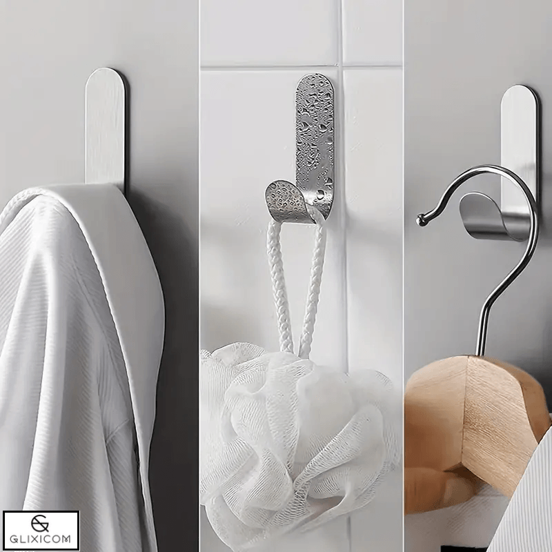 Casa si Gradina - Mobilier - Organizare si depozitare - Cuiere - Cuier Autoadeziv din Otel Inoxidabil Multifunctional Tip Agatatoare Glixicom 6 Bucati Negru - Infinity.ro