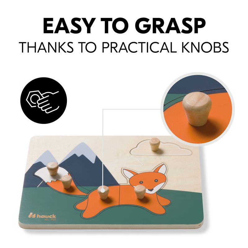 Jucarii, Copii si Bebe - Jucarii si jocuri - Jucarii bebelusi - Jucarii interactive bebelusi - Puzzle din lemn certificat FSC, cu piese imbinate, Hauck, Fox - Infinity.ro