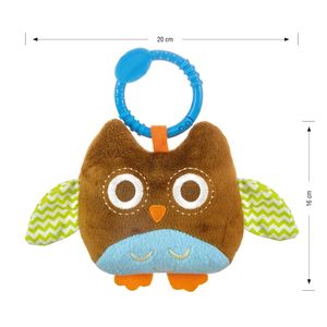 Jucarie din plus pentru agatat, cu clopotel, Happy Owl Brown
