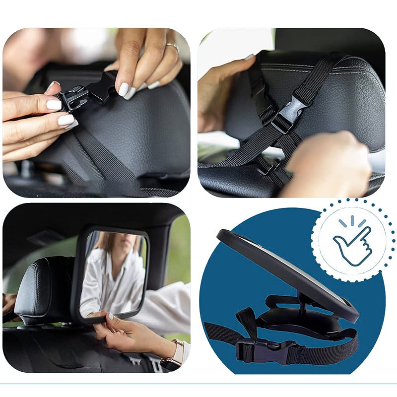 Jucarii, Copii si Bebe - Carucioare si articole de transport - Accesorii transport copii - Oglinda auto supraveghere bebe, Sipo, Fixare tetiera, Suport anti-alunecare, 360 grade, 30x20 cm, Negru - Infinity.ro