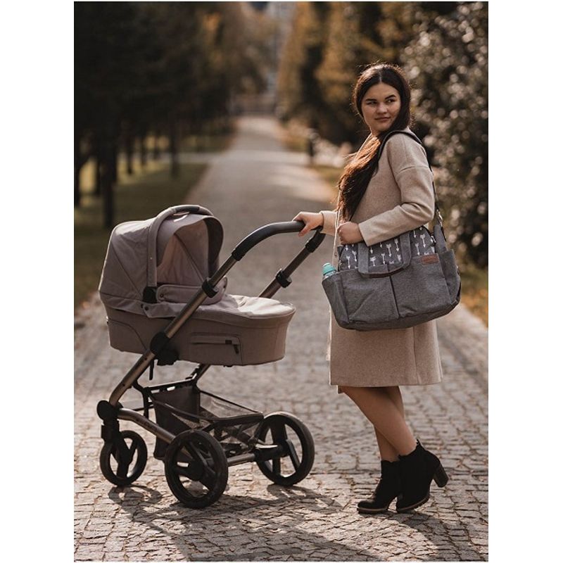 Jucarii, Copii si Bebe - Maternitate - Genti bebelusi - Geanta pentru calatorii 2 in 1, cu 17 buzunare, Kinder Hop, Space Grey - Infinity.ro