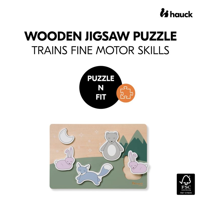 Jucarii, Copii si Bebe - Jucarii si jocuri - Jucarii bebelusi - Jucarii interactive bebelusi - Puzzle din lemn certificat FSC, Hauck, Forest - Infinity.ro