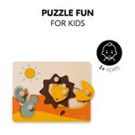 Jucarii, Copii si Bebe - Jucarii si jocuri - Jucarii bebelusi - Jucarii interactive bebelusi - Puzzle din lemn certificat FSC, cu piese imbinate, Hauck, Lion - Infinity.ro