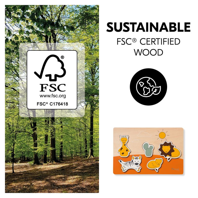 Jucarii, Copii si Bebe - Jucarii si jocuri - Jocuri si puzzle - Puzzle - Puzzle din lemn certificat FSC, Hauck, Safari - Infinity.ro