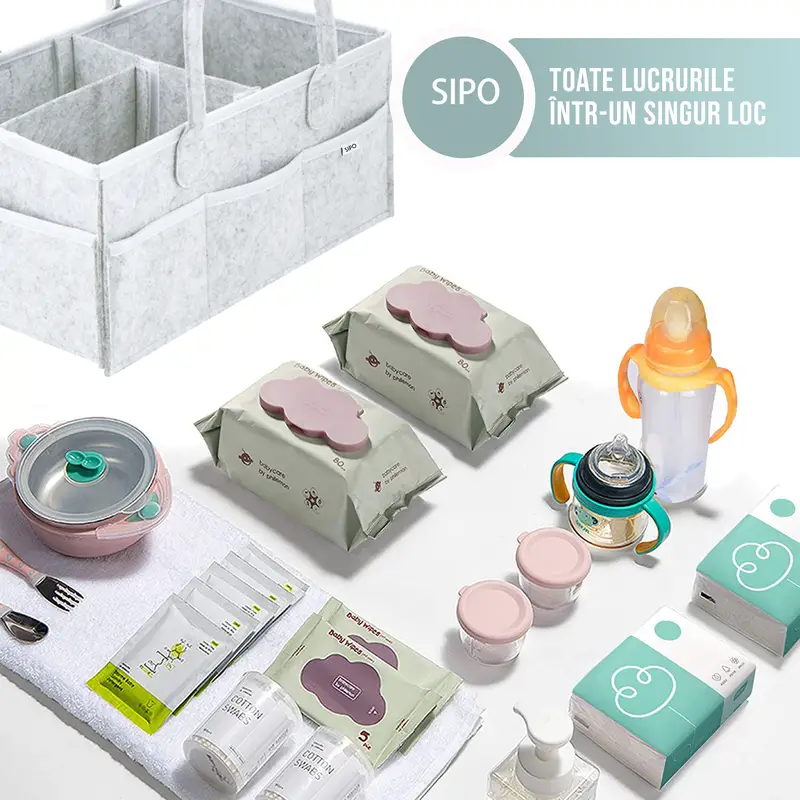 Jucarii, Copii si Bebe - Maternitate - Genti bebelusi - Gentuta mamicii, organizator scutece si accesorii copii si bebelusi, Gri, 38x26x18 cm - Infinity.ro