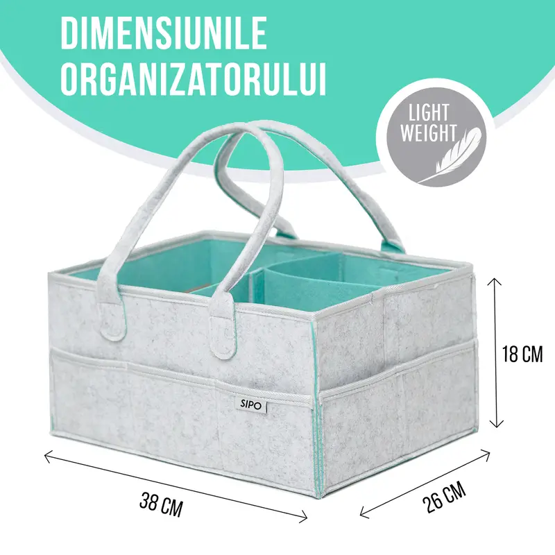 Jucarii, Copii si Bebe - Maternitate - Genti bebelusi - Gentuta mamicii, organizator scutece si accesorii copii si bebelusi, Mint, 38x26x18 cm - Infinity.ro