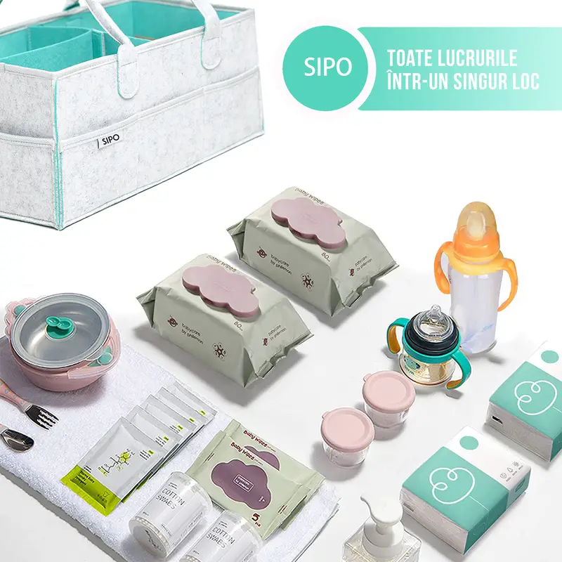 Jucarii, Copii si Bebe - Maternitate - Genti bebelusi - Gentuta mamicii, organizator scutece si accesorii copii si bebelusi, Mint, 38x26x18 cm - Infinity.ro